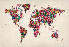 Wallpaper Butterflies Art Map of the World (Sample)