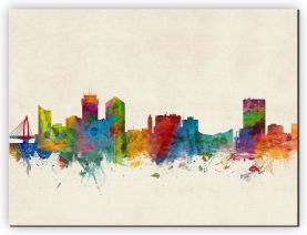 Medium Wichita Kansas Watercolour Skyline (Canvas)