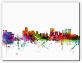 Medium Winnipeg Canada Watercolour Skyline (Canvas)