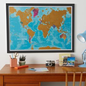 Scratch the World® - Watercolour Edition Map (Pinboard & wood frame - Black)