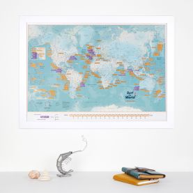 Scratch The World® Surf Map (Pinboard & wood frame - White)