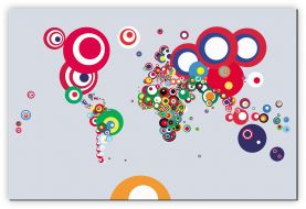 Small World Abstract Flags Art Map of the World (Canvas)