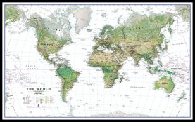Huge World Wall Map Environmental White Ocean (Pinboard & framed - Black)