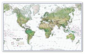 Huge World Wall Map Environmental White Ocean (Canvas)