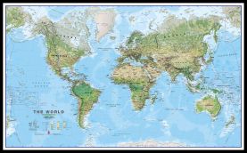 Large World Wall Map Environmental (Canvas Floater Frame - Black)