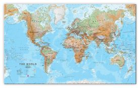 Huge World Wall Map Physical (Canvas)