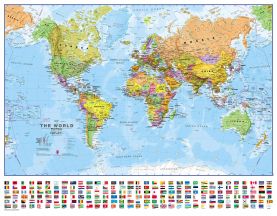 Small World Wall Map Political with flags (Paper)