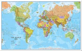 Large World Wall Map Political (Pinboard)
