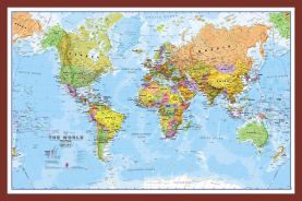 Small World Wall Map Political (Pinboard & framed - Dark Oak)