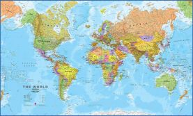 Huge World Wall Map Political (Magnetic board and frame)