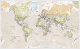 World Wall Map in classic finish with country names