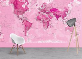 Pink World Map Wallpaper