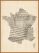 Large Old Sheet Music Map of France (Wood Frame - Teak)