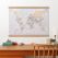 Large Classic World Map (Rolled Canvas with Wooden Hanging Bars)