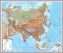 Large Asia Wall Map Physical (Pinboard & framed - Silver)