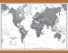 Medium World Wall Map Political Black & White (Rolled Canvas with Wooden Hanging Bars)