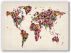 Large Butterflies Map of the World (Canvas)