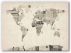 Medium Old Postcards Art Map of the World (Canvas)