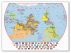Large Primary Upside Down World Wall Map Political with flags (Canvas)