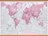 Large The World Is Art - Wall Map Pink (Wooden hanging bars)