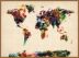 Large Abstract Painting Map of the World  (Pinboard & wood frame - Teak)