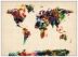Large Abstract Painting Map of the World  (Pinboard & wood frame - White)