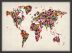 Small Butterflies Map of the World (Wood Frame - Black)