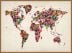Large Butterflies Map of the World (Wood Frame - Teak)