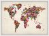 Small Butterflies Map of the World (Pinboard & wood frame - White)