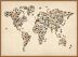 Large Cats Map of the World (Wood Frame - Teak)