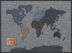 Large Denim Map of the World (Pinboard & wood frame - Black)