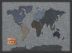 Medium Denim Map of the World (Wood Frame - Black)