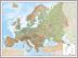 Large Europe Wall Map Physical (Pinboard & framed - Silver)