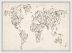 Medium Floral Swirls Map of the World (Wood Frame - White)