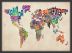 Small German Text Art Map of the World (Pinboard & wood frame - Black)