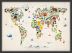Small Kids Animal Map of the World (Pinboard & wood frame - Black)