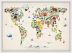 Small Kids Animal Map of the World (Pinboard & wood frame - White)