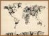 Large Old Clocks Map of the World (Pinboard & wood frame - Teak)