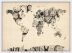 Small Old Clocks Map of the World (Wood Frame - White)