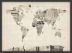 Small Old Postcards Art Map of the World (Wood Frame - Black)