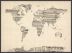 Large Old Sheet Music Map of the World (Wood Frame - Black)