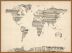 Large Old Sheet Music Map of the World (Wood Frame - Teak)