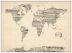 Large Old Sheet Music Map of the World (Pinboard & wood frame - White)
