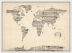 Small Old Sheet Music Map of the World (Wood Frame - White)