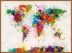 Large Paint Splashes Map of the World (Wood Frame - Teak)