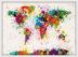 Medium Paint Splashes Map of the World (Wood Frame - White)