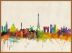 Large Paris City Skyline (Pinboard & wood frame - Teak)