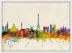 Medium Paris City Skyline (Pinboard & wood frame - White)