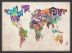 Small Text Art Map of the World (Pinboard & wood frame - Black)