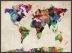 Large Urban Watercolor Map of the World (Pinboard & wood frame - Black)